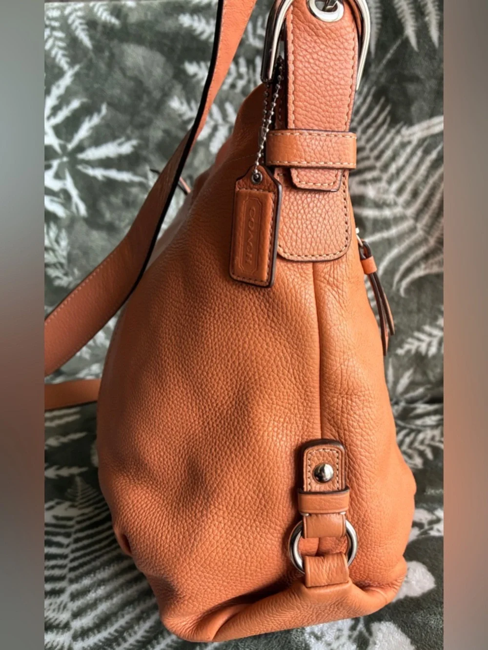 Coach Pebbled Leather Crossbody Bag in Orange